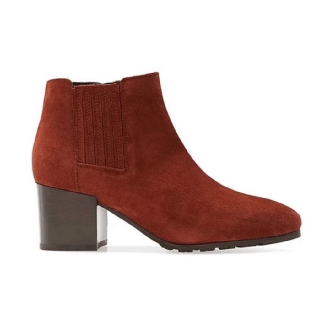 New Aquatalia Charlotte Chelsea Suede Leather Waterproof Boots Booties Rust Sz 7